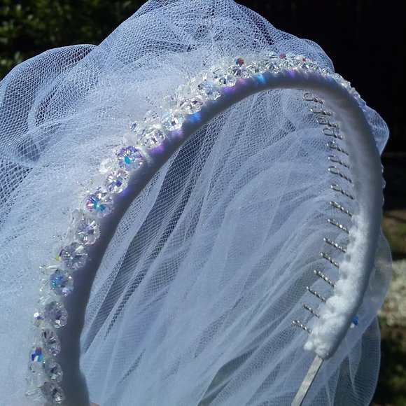 New Handmade White Wedding Veil with luxurious Swarovski Crystals main image 15